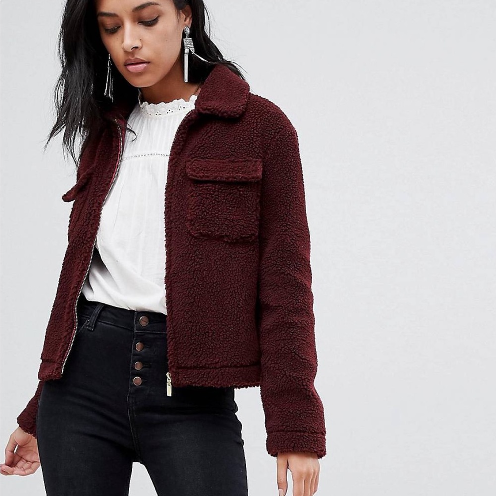 Barneys Originals Burgundy Teddy Bear Coat